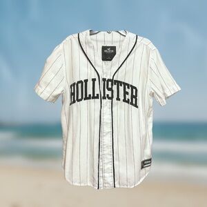 Hollister Kids Black and White Striped Button Down Shirt